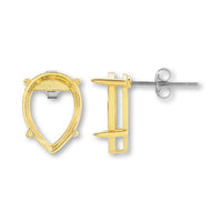 Post earrings with stone seat Shizuku #4320 14×10mm Gold