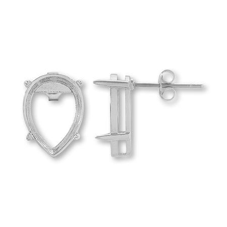 Post pierced earrings with stones × 10mm rhodium collar