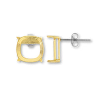 Post earrings with stone seat cushion #4470 10mm gold