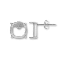 Post earrings with stone seat cushion #4470 10mm rhodium color