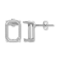 Lecturer with post pierce stone seat × 10mm rhodium collar