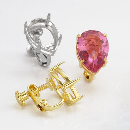 Earrings screw spring with stone seat Shizuku