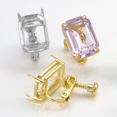 Earring screw spring lecturer with stone seat × 10mm gold