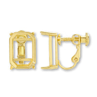 Earring screw spring lecturer with stone seat × 10mm gold