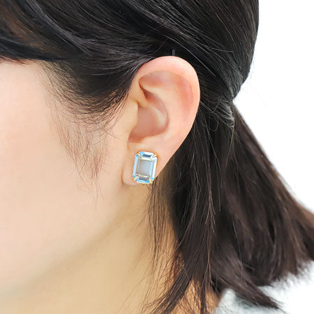 Earring screw spring lecturer with stone seat × 10mm gold