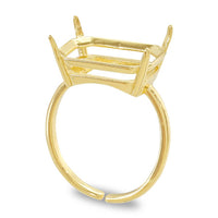 Ring stand Rectangle with stone seat #4610 14×10mm Gold