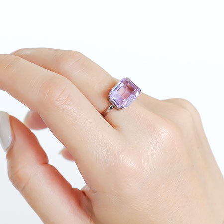 リング台 石座付レクタングル #4610 14×10mm ロジウムカラー
