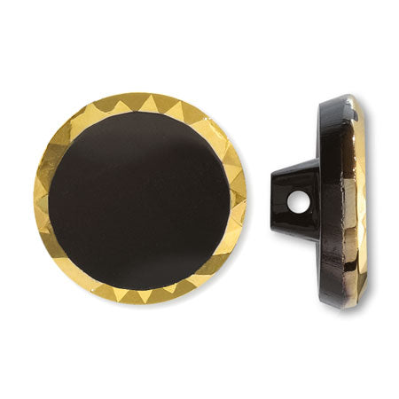 German glass button round 4 black/G