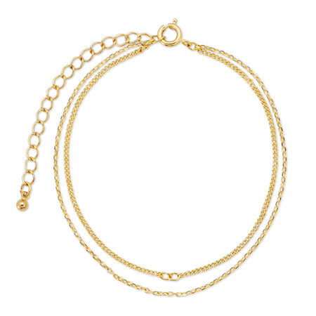 Chain bracelet 2 rows with adjuster gold