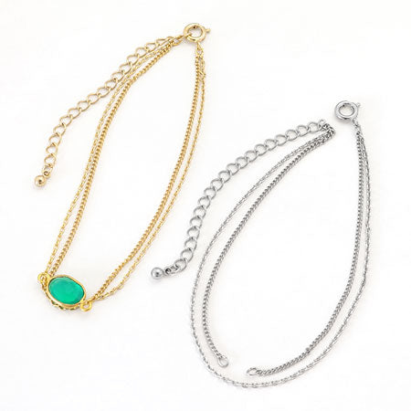 Chain bracelet 2 rows with adjuster gold