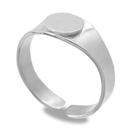 Ring stand wide variant with round plate 7mm rhodium color