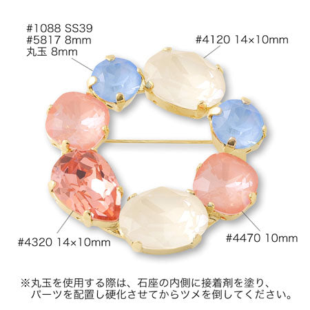 Brooch empty frame circle No.2 gold