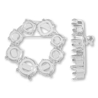 Brooch empty frame circle No.3 rhodium color