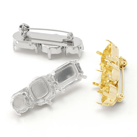Brooch Empty Oval No. 2 Rodium-Color