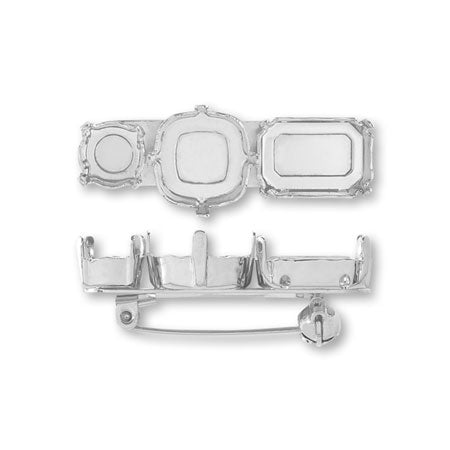 Brooch Empty Oval No. 2 Rodium-Color