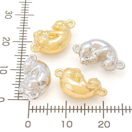 Charm sea otter 2 rings silver plated