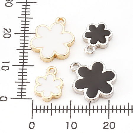 Charm 6-petal flat 1 ring black/RC