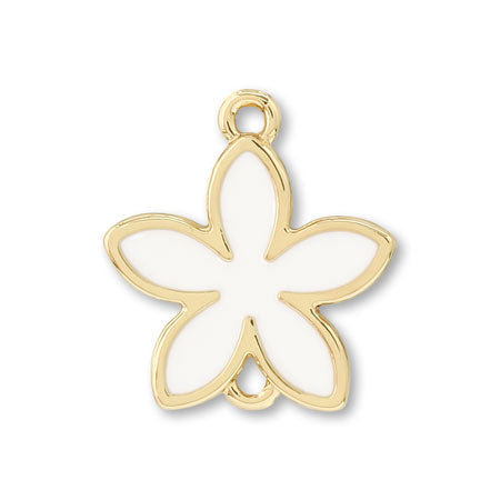 Charm 5-petal flat 2 rings White/G