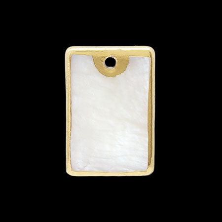 Shell parts with border, rectangle, 1 hole, white/G