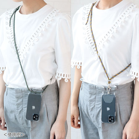 アイフォン14 対応ケース  リング付 ストラップ用 クリア