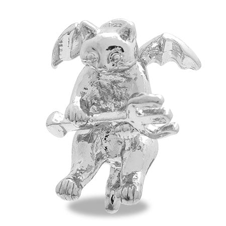 Charm devil cat rhodium color