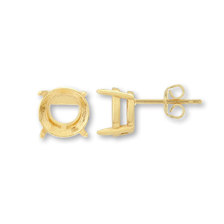 Post earrings with stone set round gold
