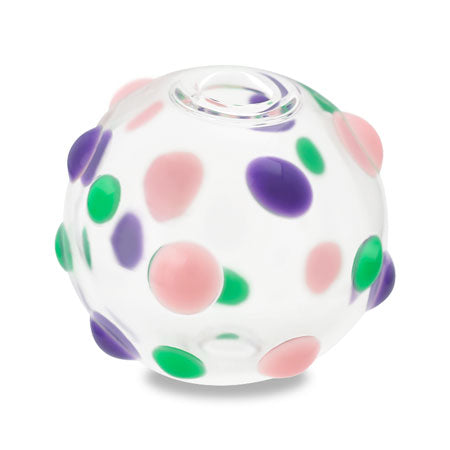 Glass ball 2 holes with epoxy purple mix