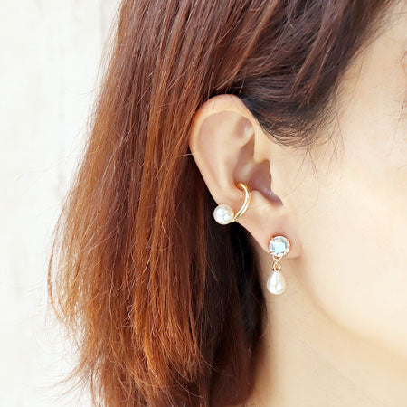 イヤーカフ 芯立 丸玉6-8mm用 ロジウムカラー