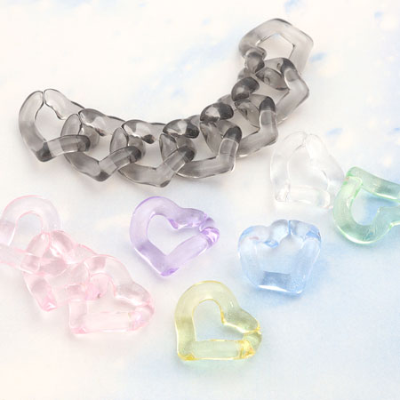 アクリルチェーンパーツ ハート ブルー