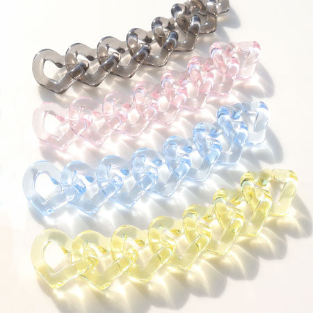 アクリルチェーンパーツ ハート パープル