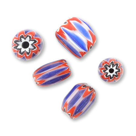 アフリカントレードビーズ シェブロン2 ブルー/レッド【アウトレット】