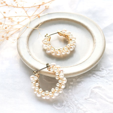 Kit Pearl Hoop Earrings White (KR0788)