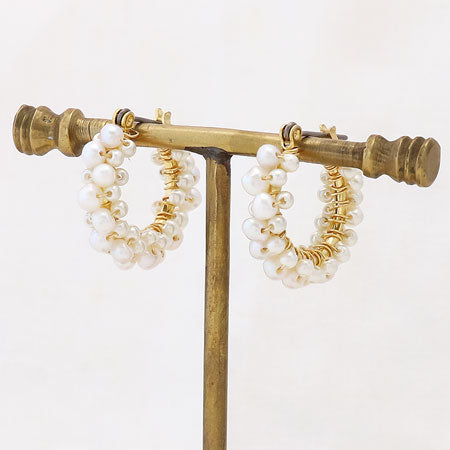 Kit Pearl Hoop Earrings White (KR0788)