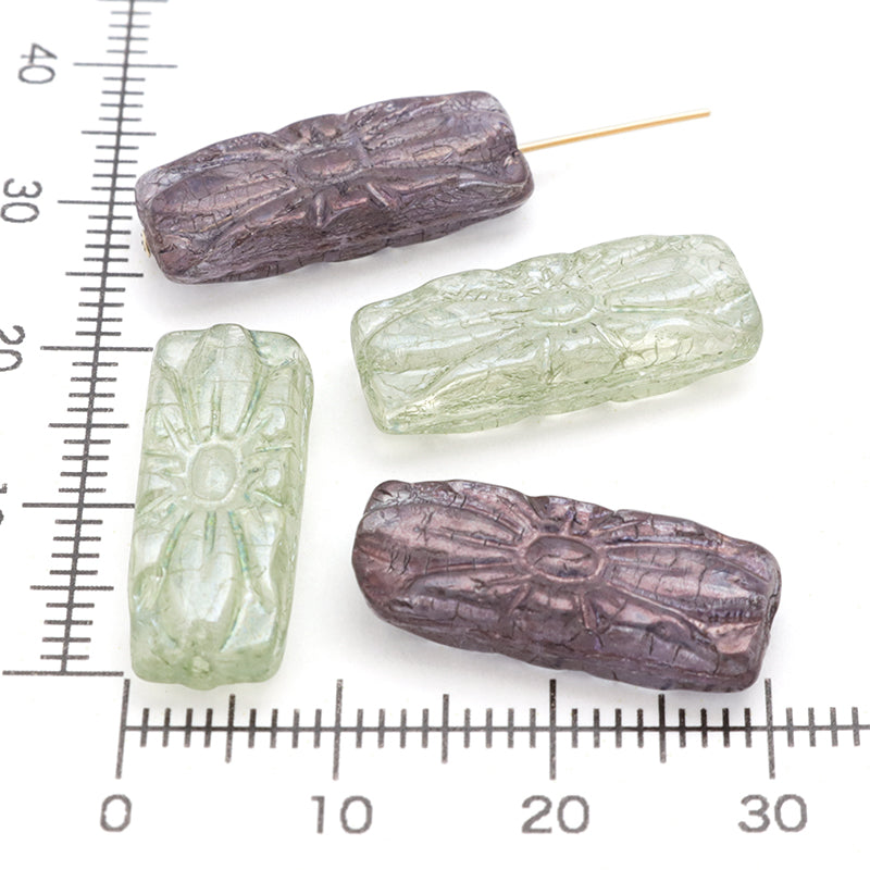 チェコ レクタングルフラワー2 オリーブラスター