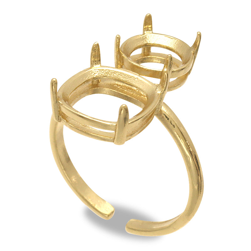 Ring stand with stone seats/cushion gold