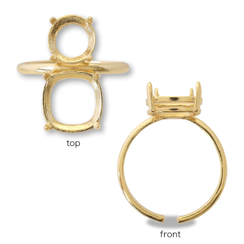 リング台石座付 ラウンド/クッション ロジウムカラー