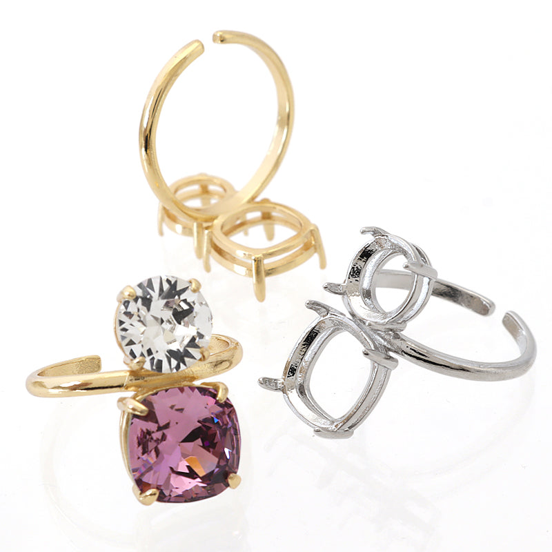 Ring stand with stone seats/cushion rhodium color