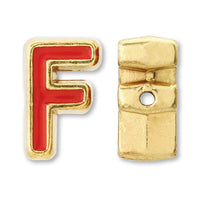 メタルパーツ イニシャル エポ付 F ゴールド(レッド系)