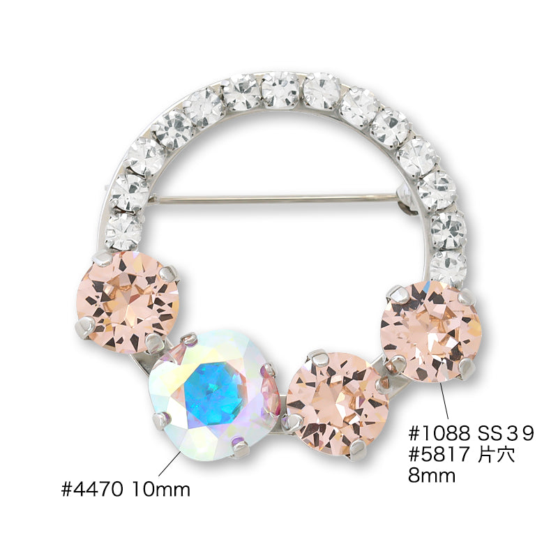 Broach empty frame circle No.4 Rhodium color