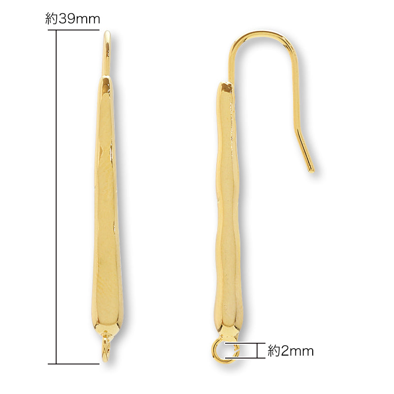 Design earrings nuance stick U -shaped rhodium color