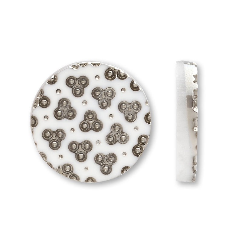 ドイツ製ガラス カボション ラウンド2 チョークホワイト/RC