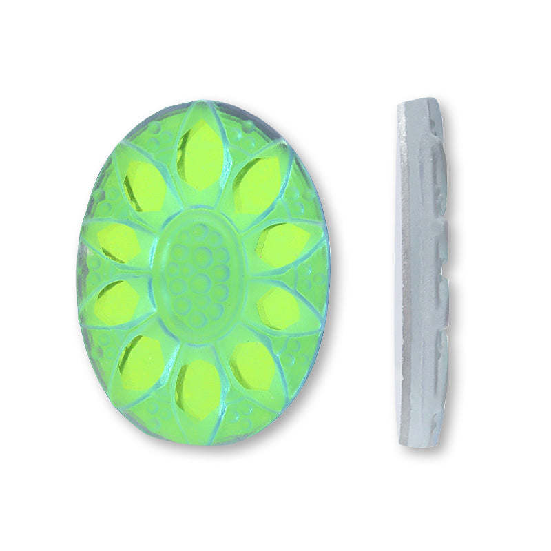 ドイツ製ガラス カボション オーバル2 ハーフマットバミューダヘル