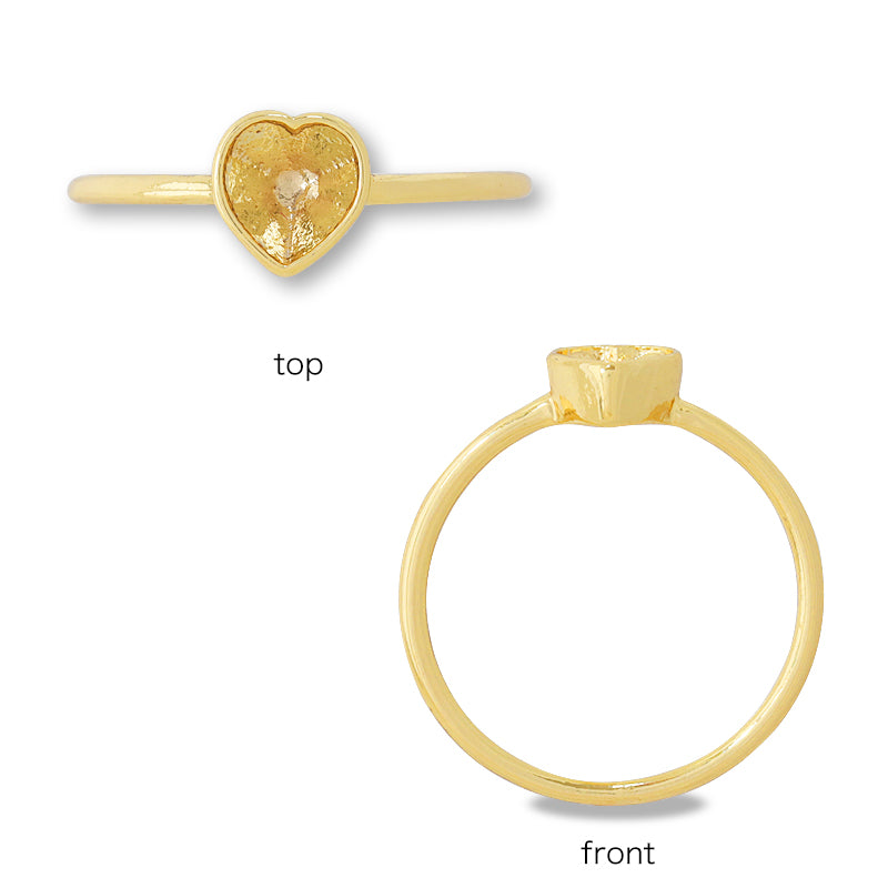 リング台 石座付 ハート #4884 5.5×5mm ロジウムカラー(コーティング付)