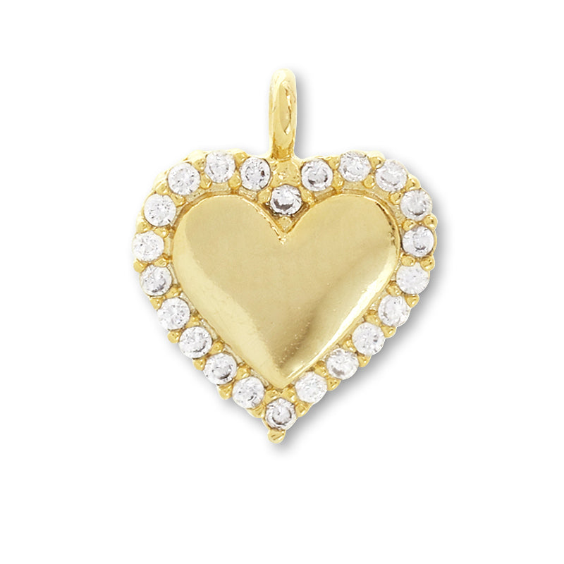 Charm Cubic Zirconia Edge Heart Gold