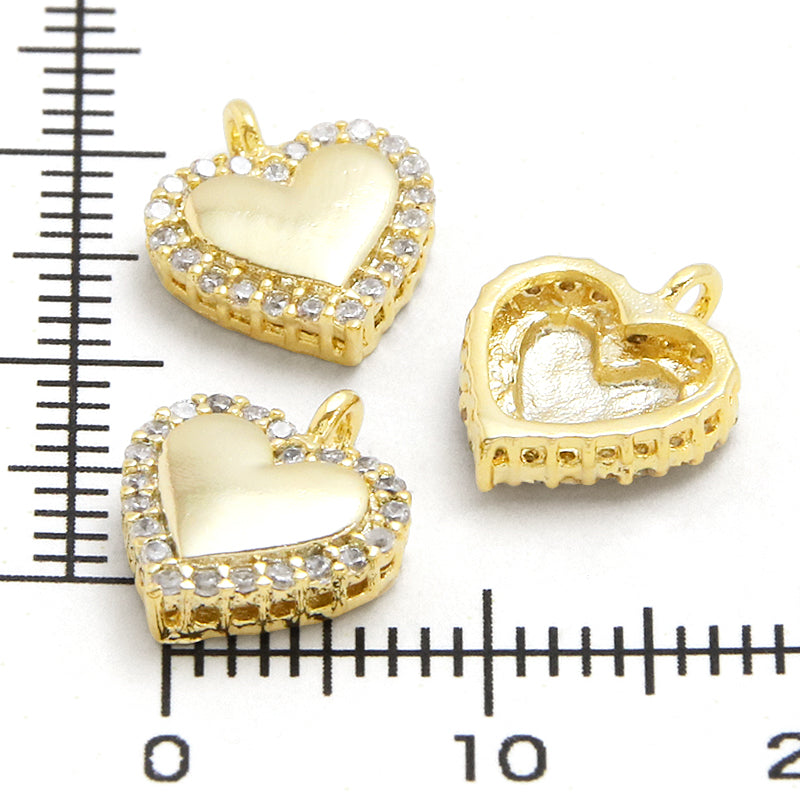Charm Cubic Zirconia Edge Heart Gold
