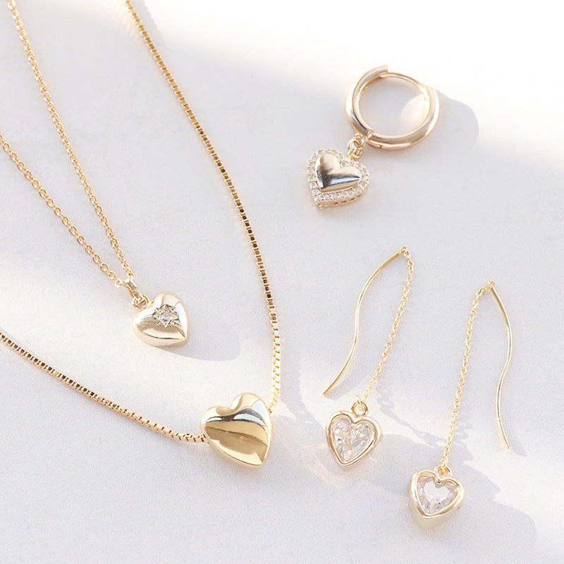Charm Cubic Zirconia Frame Heart Gold
