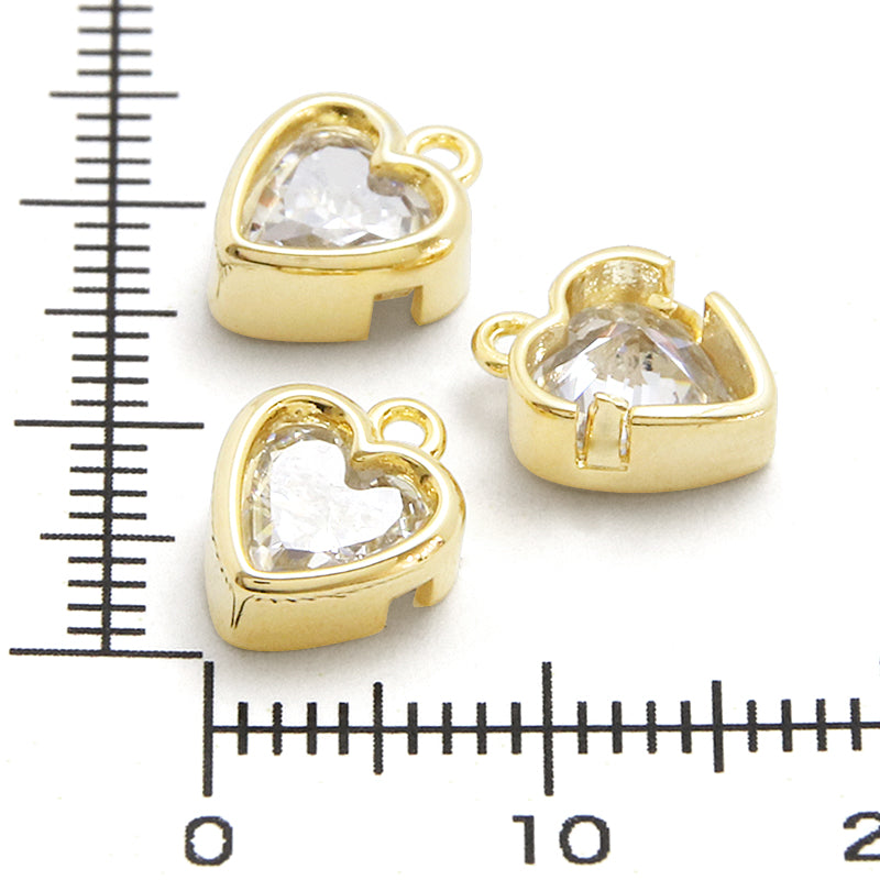 Charm Cubic Zirconia Frame Heart Gold