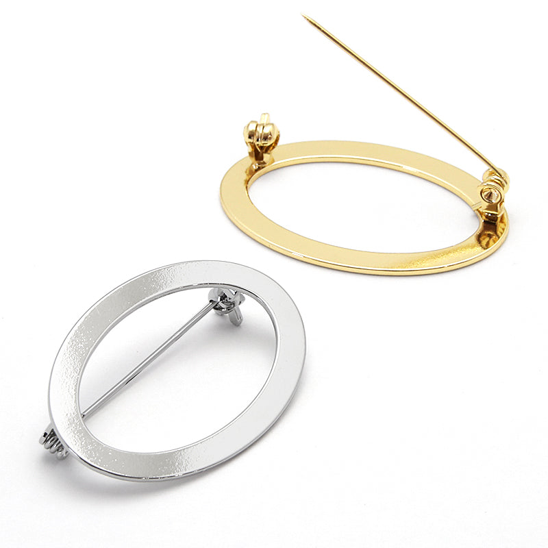 メタルリングブローチ(オーバル) ロジウムカラー