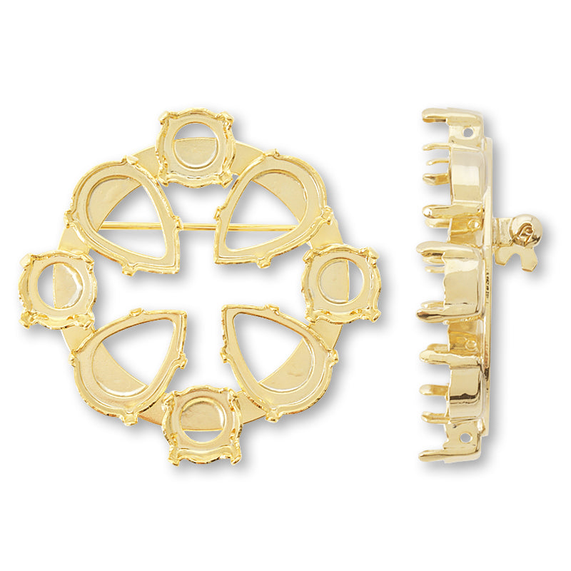 Broach empty frame circle No.5 gold