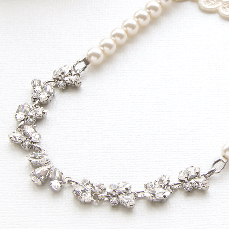 【KIWA BRIDAL】KBN-1 フラワービジュー&パール ネックレス